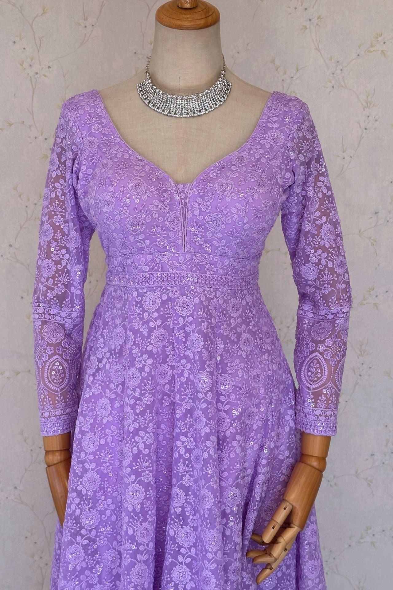 Designer Lavender Anarkali Kurta - Boutique Nepal