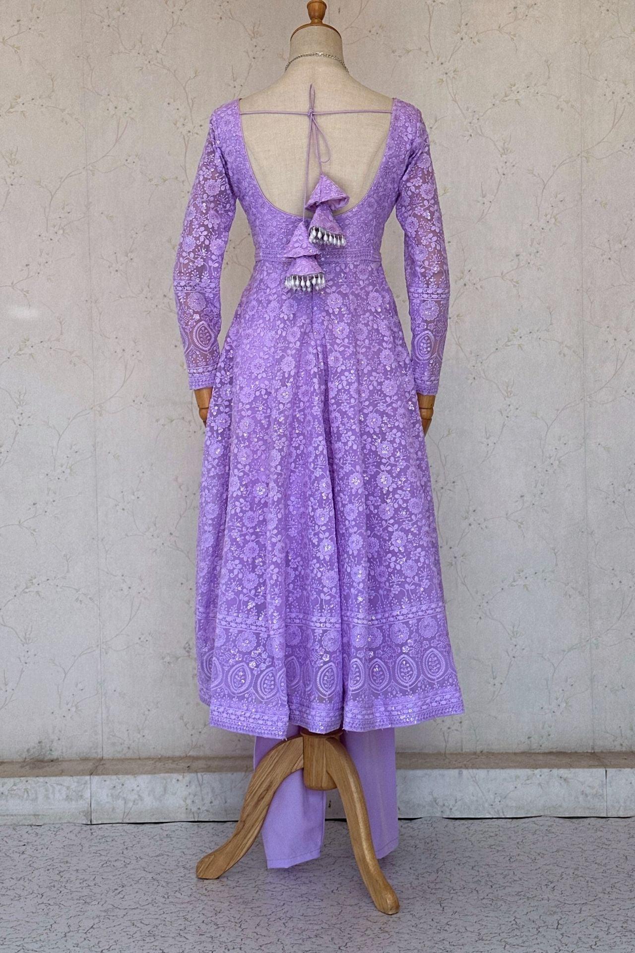 Designer Lavender Anarkali Kurta - Boutique Nepal