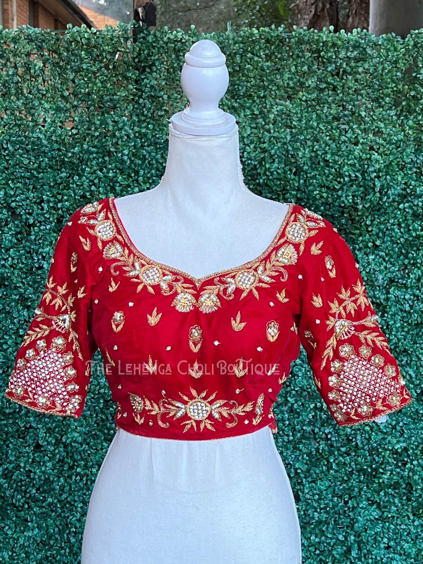 Designer Red Velvet Blouse – Boutique Nepal