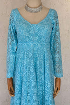 Designer Skyblue Anarkali Kurta - Boutique Nepal