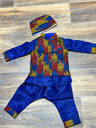 Dhaka Pasni Dress For Boy In Blue - Boutique Nepal