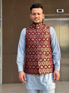 Dhaka Waistcoat With Topi - Boutique Nepal