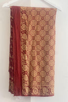 Dola Silk Saree Set In Maroon - Boutique Nepal