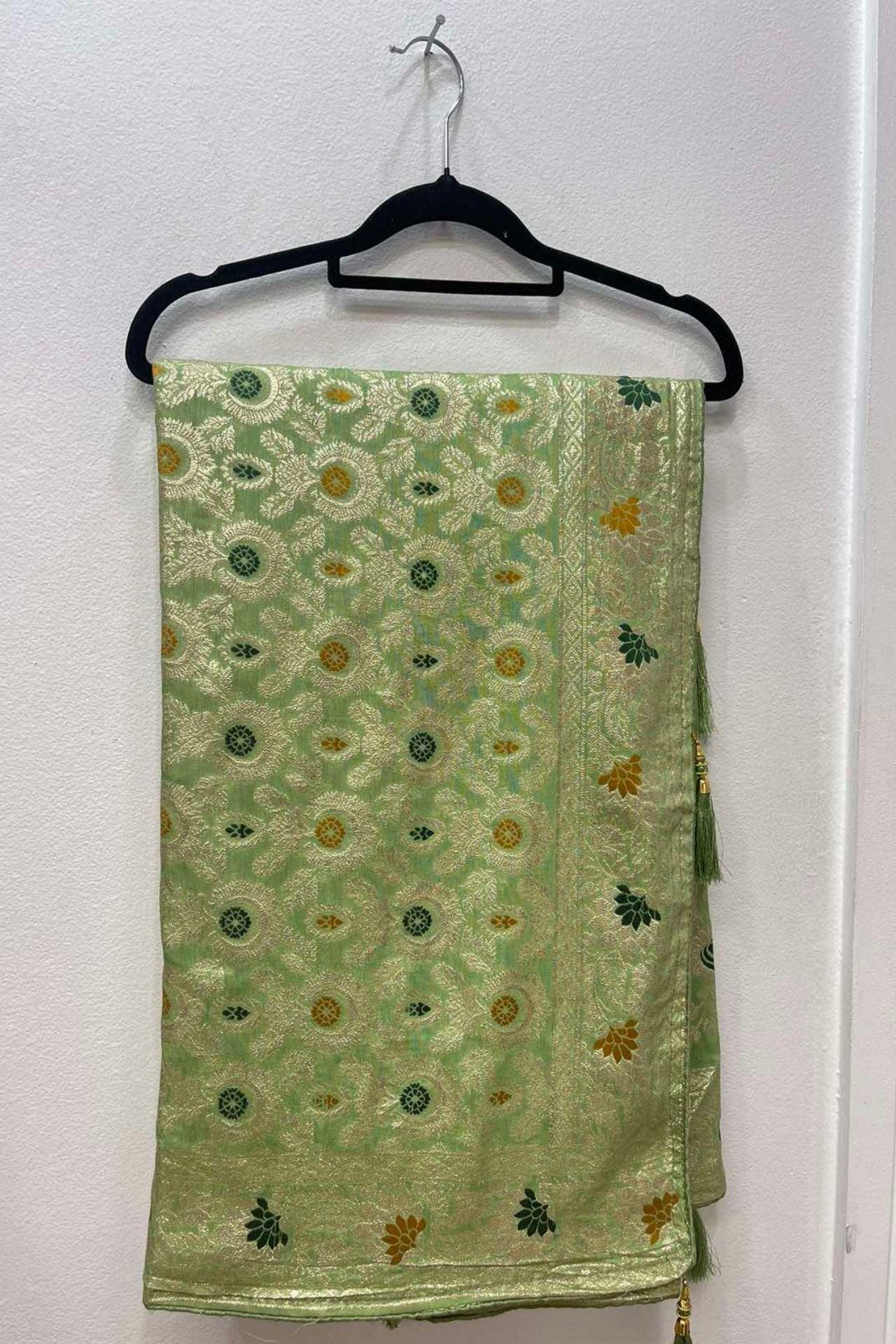 DolaSilk Saree Parrotgreen - Boutique Nepal