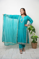 Embroidered Silk Blend Kurta Set - Boutique Nepal