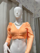 Full Sleeve Georgette Blouse In Peach - Boutique Nepal Au