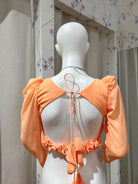 Full Sleeve Georgette Blouse In Peach - Boutique Nepal Au