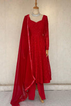 Full Sleeves Red Anarkali Kurta - Boutique Nepal