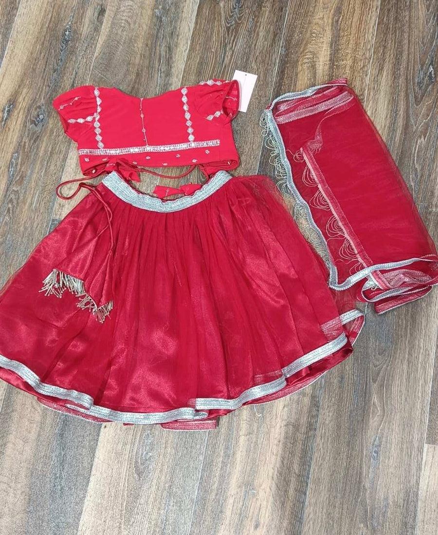 Girl 2-3 Year Lehenga Set in Red - Boutique Nepal