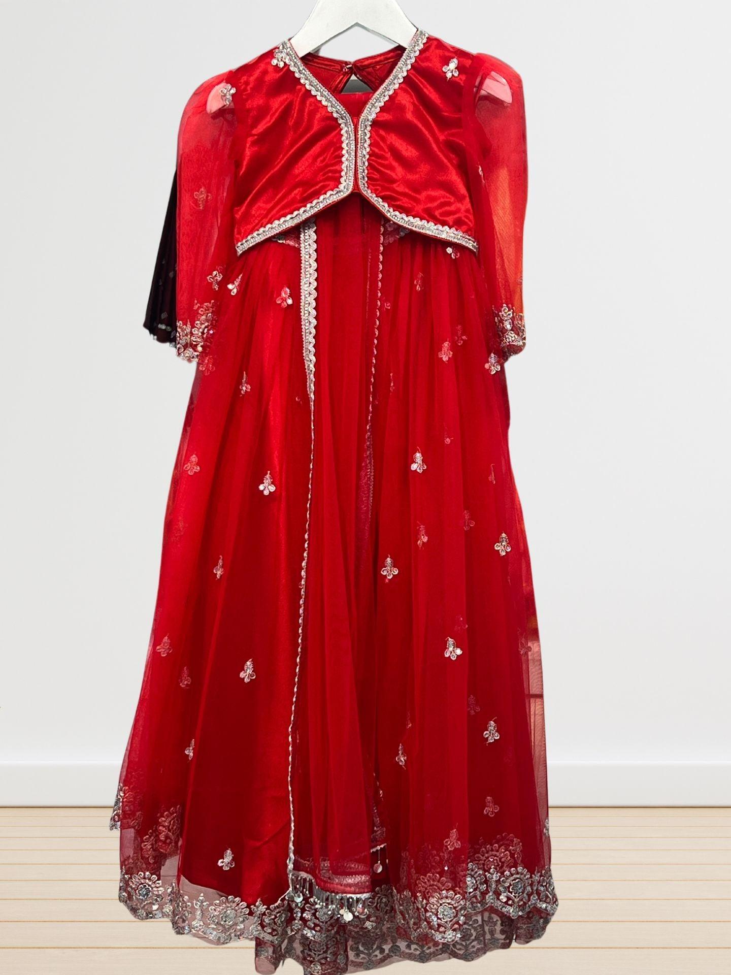 Girl Red Lehenga Set for 5-7 Years - Boutique Nepal