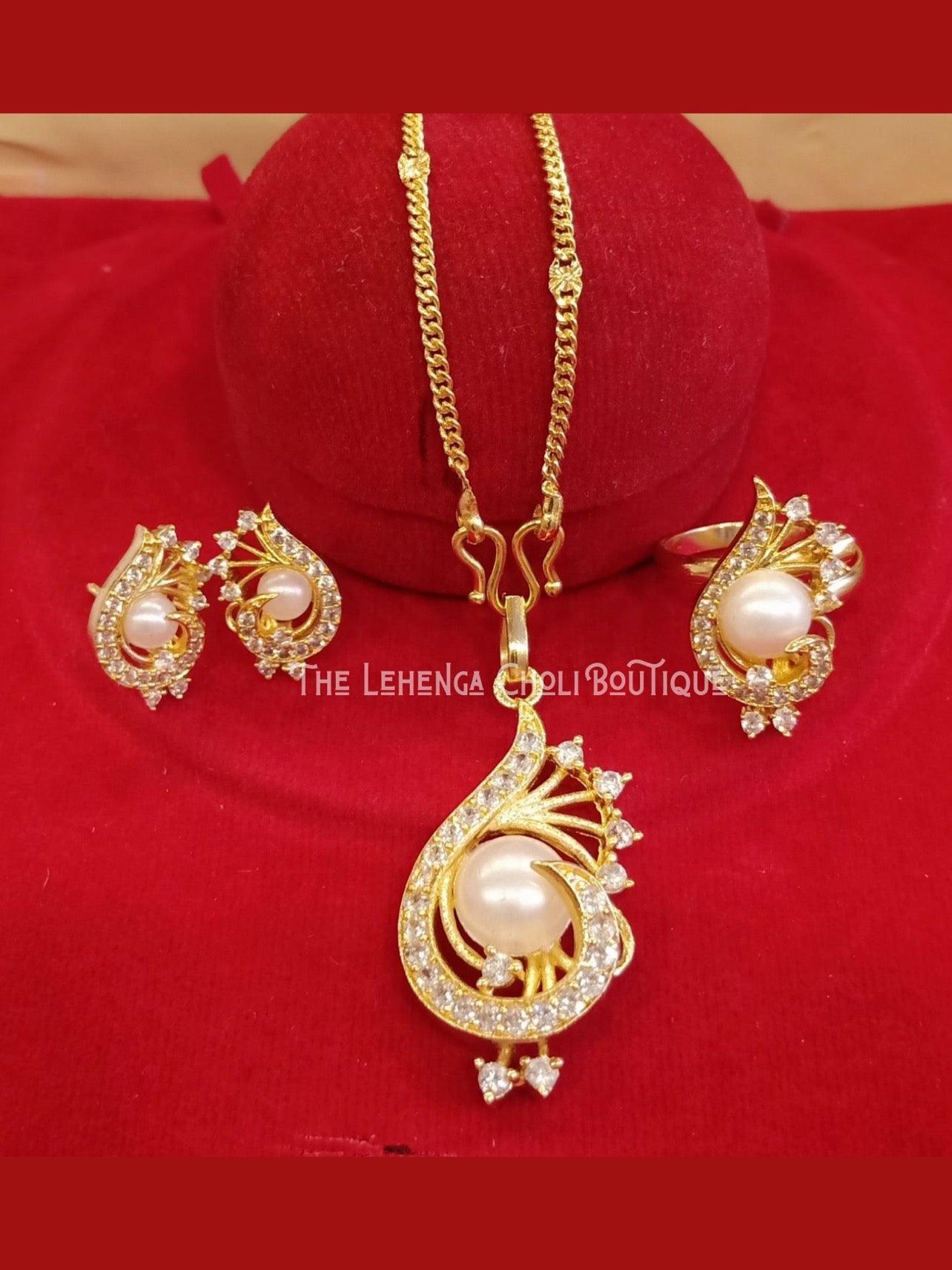 Pearl gold online necklace set designs