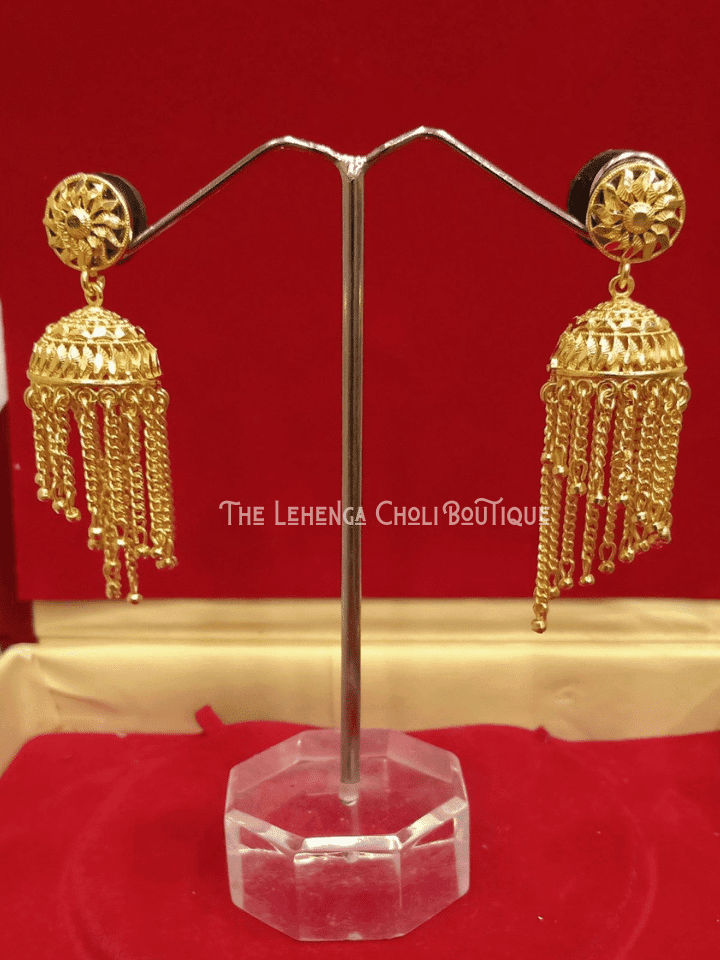 Gold Plated Pinjara Jhumki - Boutique Nepal