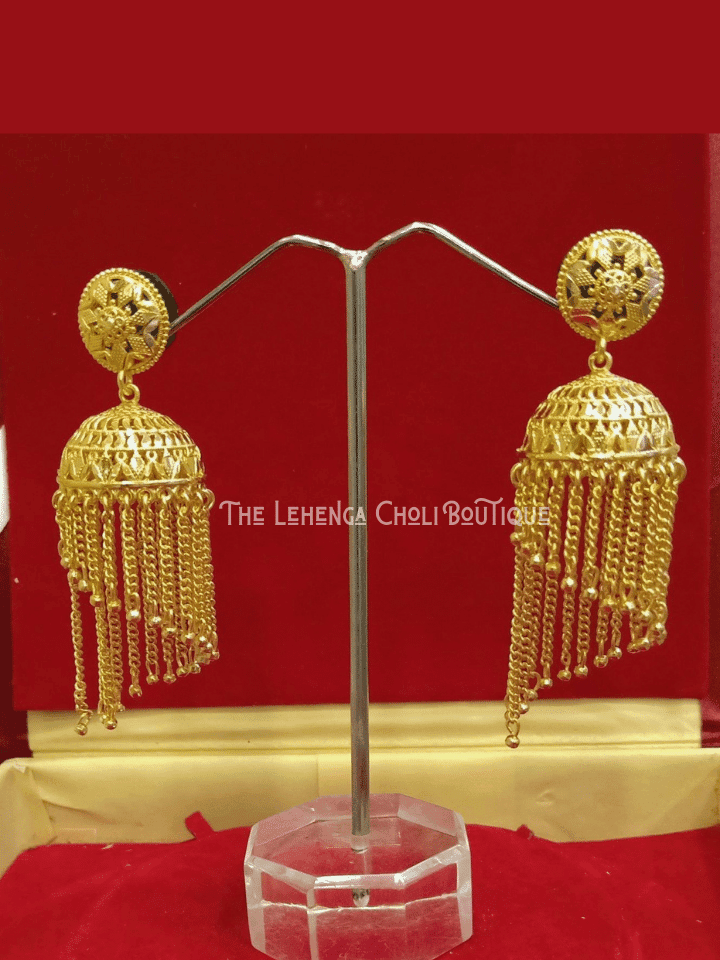 Gold Plated Pinjara Jhumki - Boutique Nepal