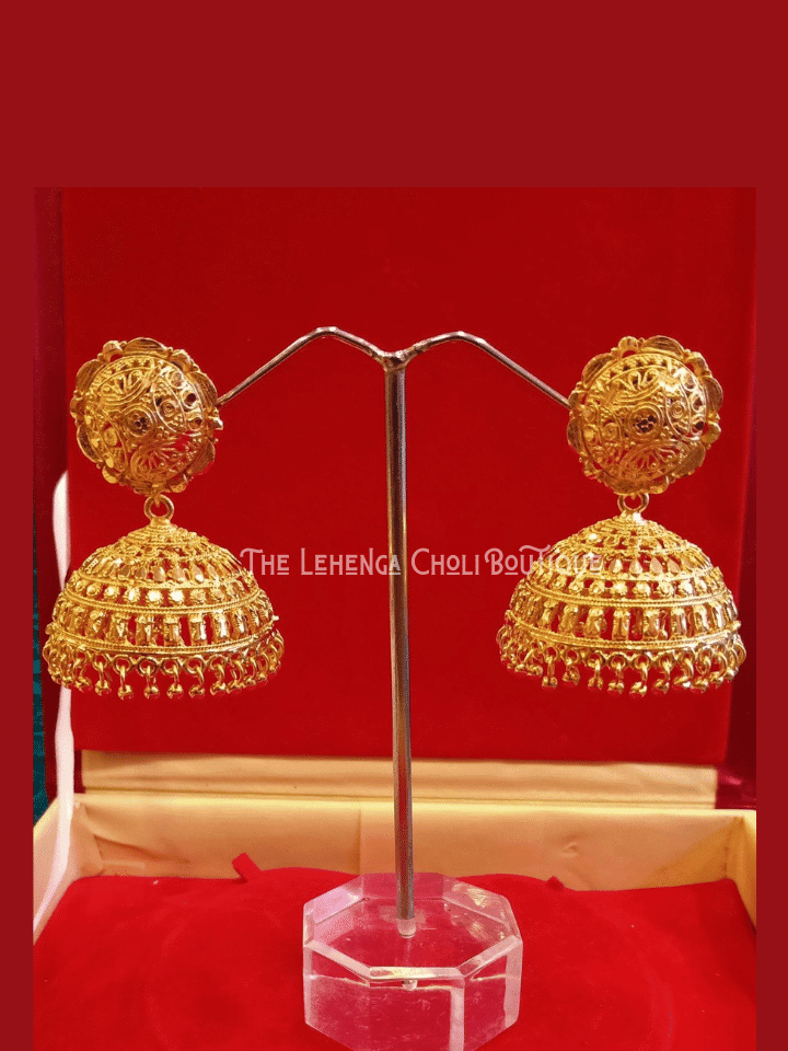 Gold Plated Pinjara Jhumki - Boutique Nepal