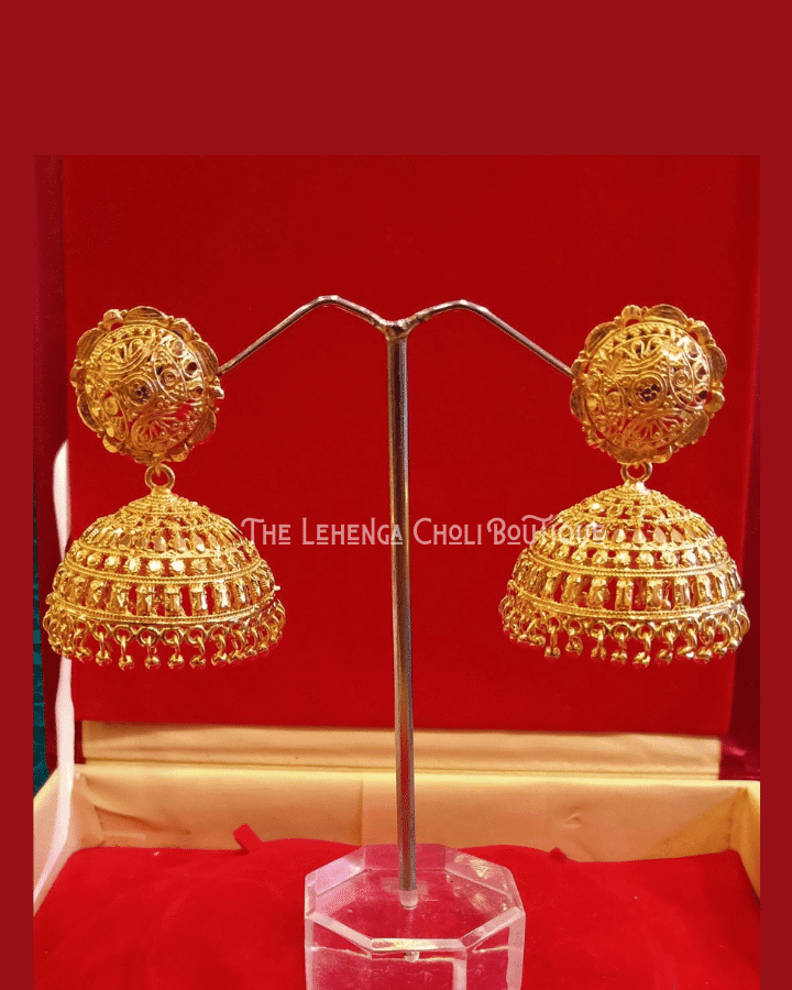 Gold Plated Pinjara Jhumki - Boutique Nepal Au