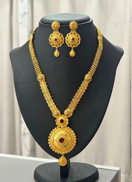 Gold Plated Long Necklace high quality Ranihaar W Earing /Nepali-Indian Wedding Jewelry |Mangalsutra /Bridal Necklace