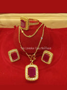 Gold Plated Ruby Neclace set - Boutique Nepal Au