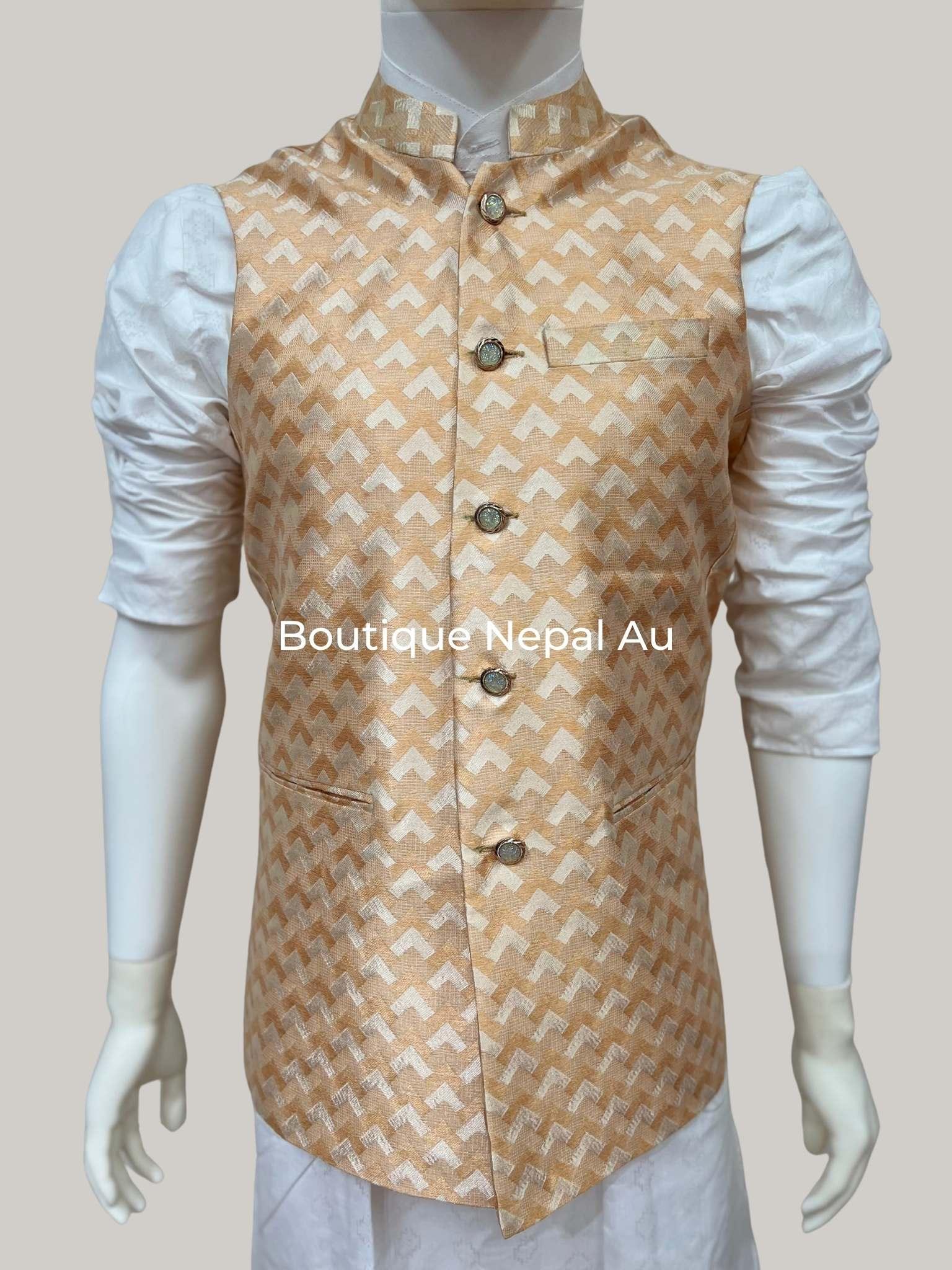 Golden Nehru Waist Coat - Boutique Nepal Au