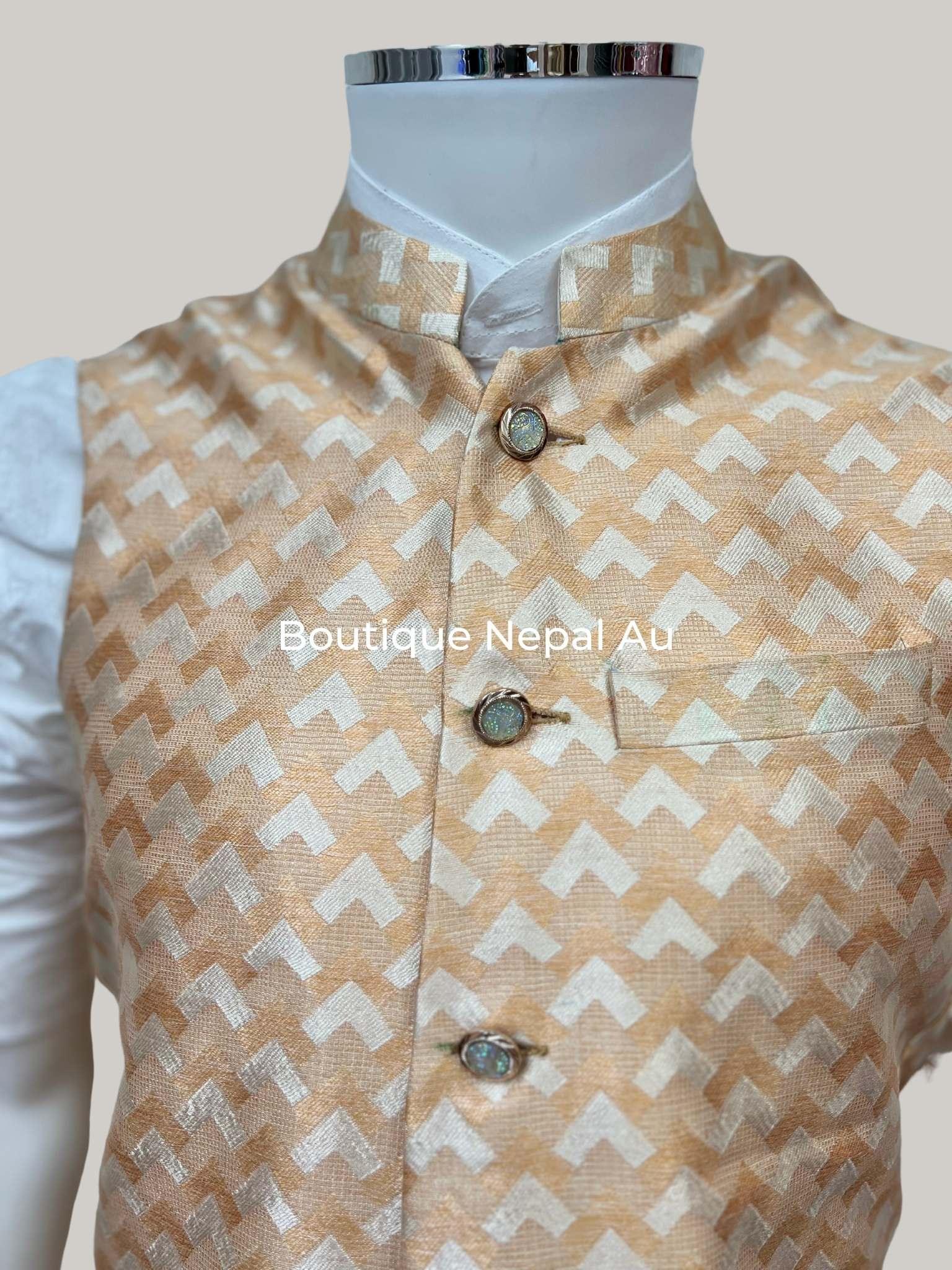 Golden Nehru Waist Coat - Boutique Nepal Au