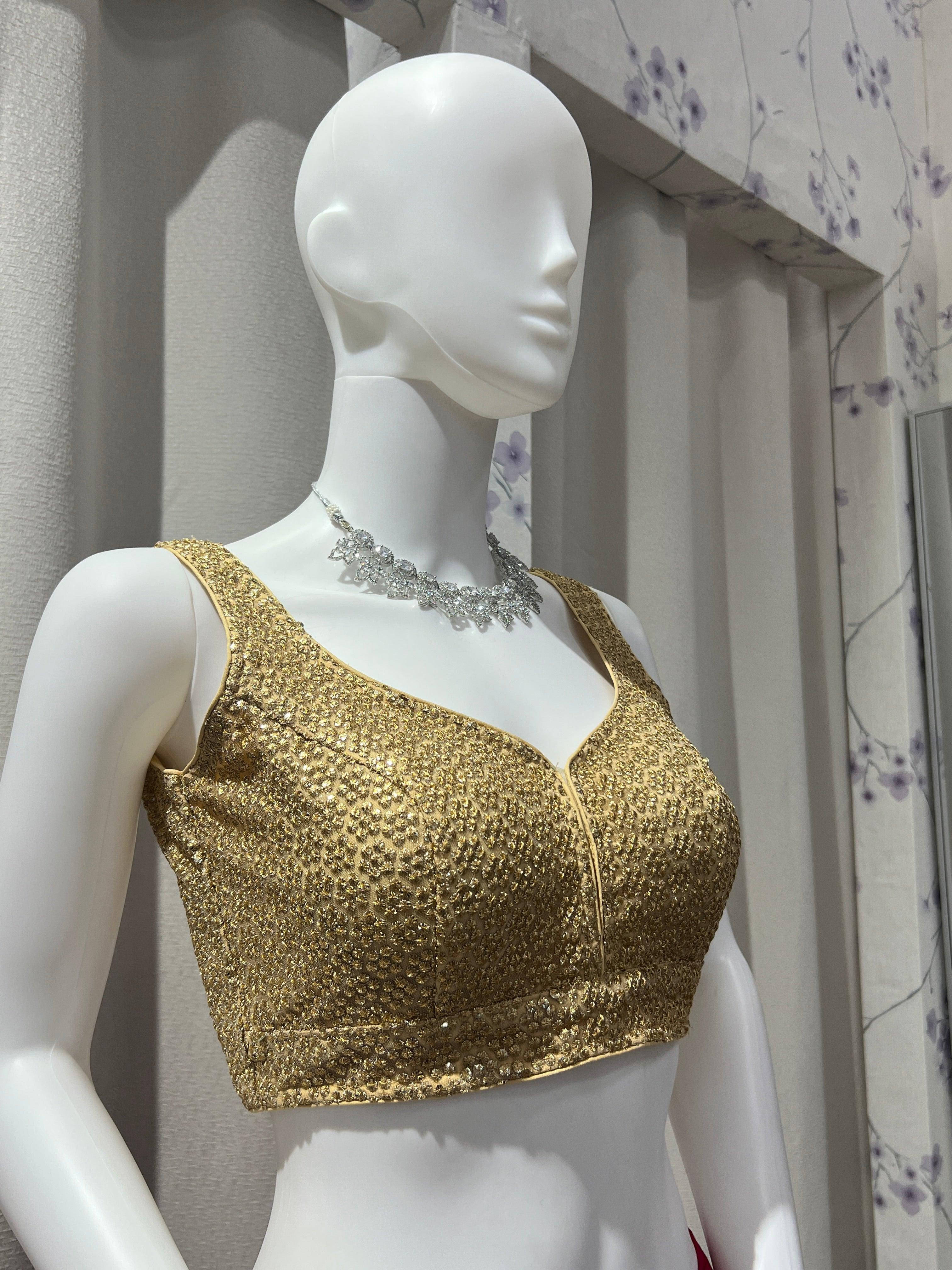 Golden Sleeveless Blouse - Boutique Nepal