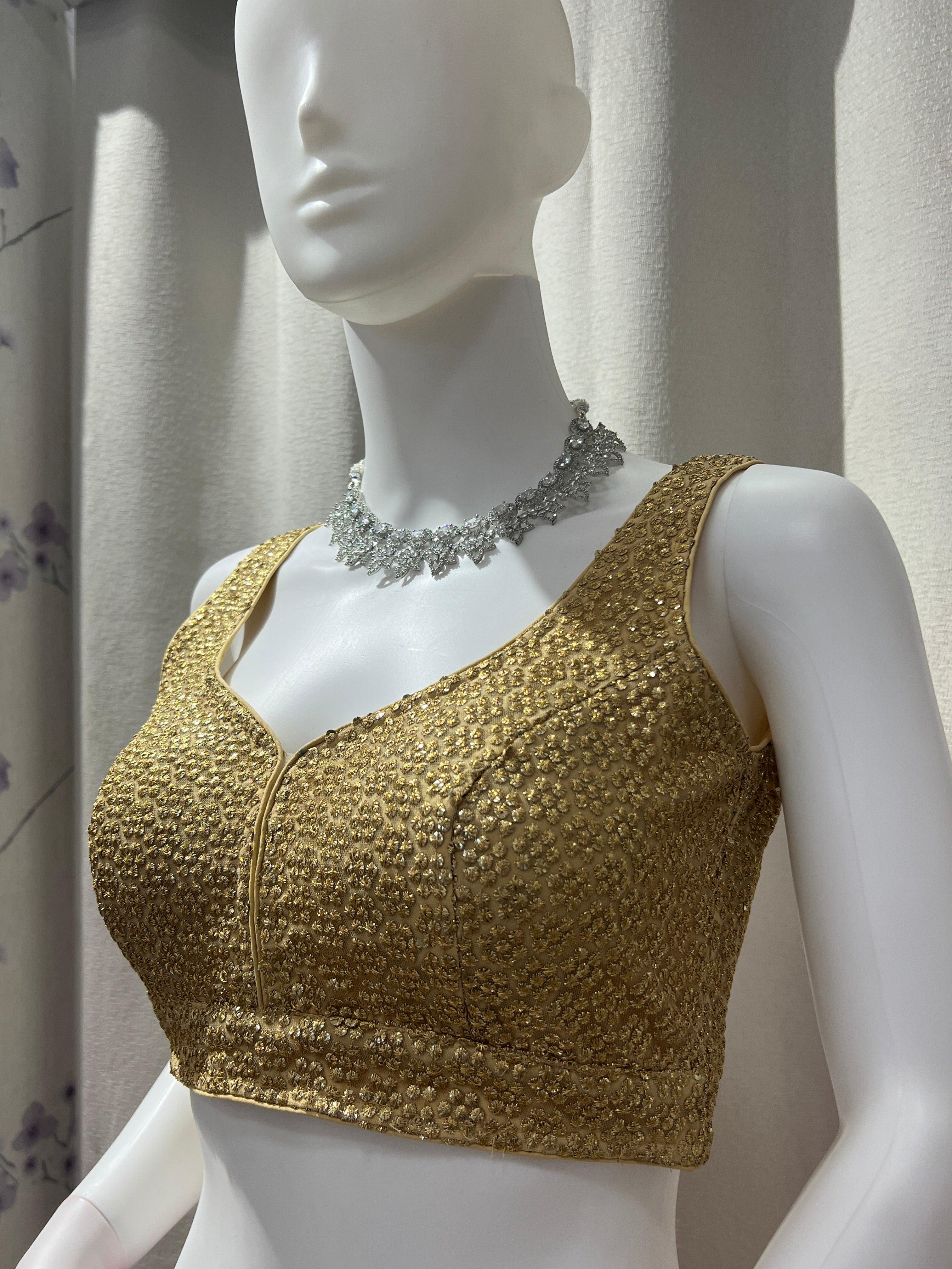 Golden Sleeveless Blouse - Boutique Nepal