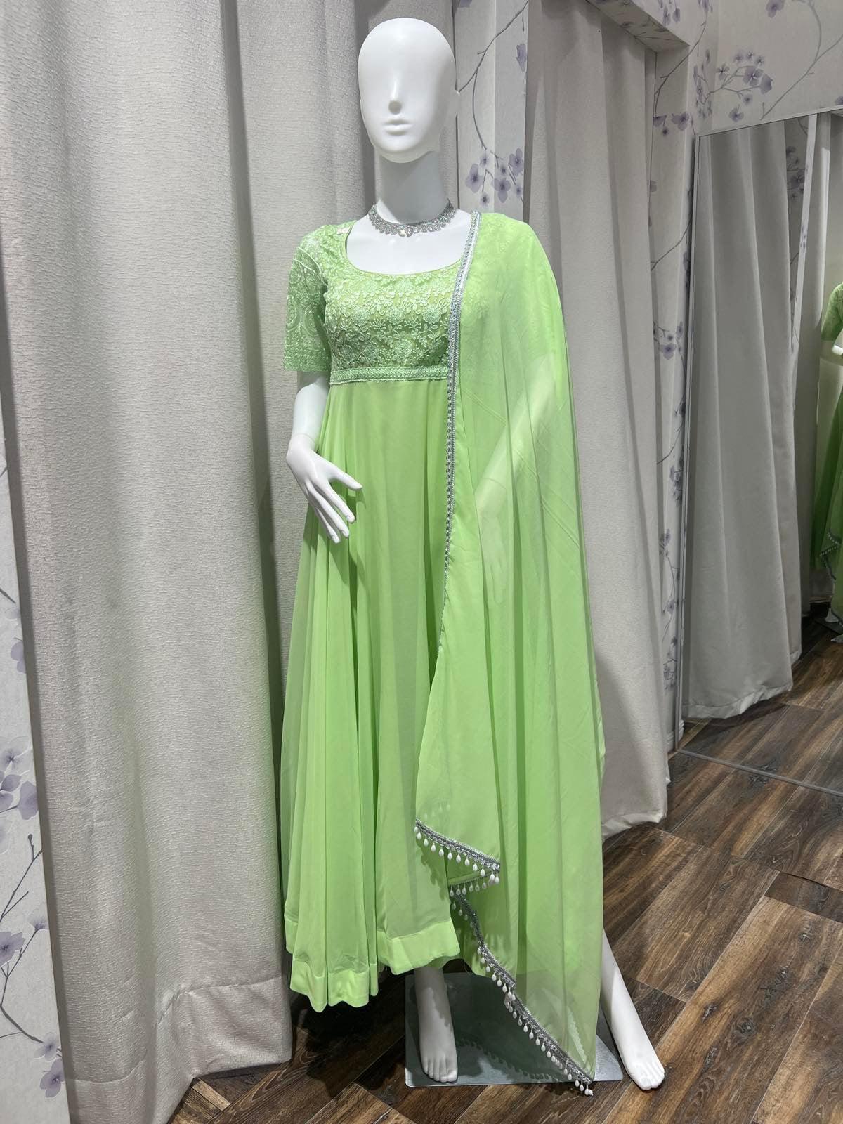 Gown in Light Green - Boutique Nepal