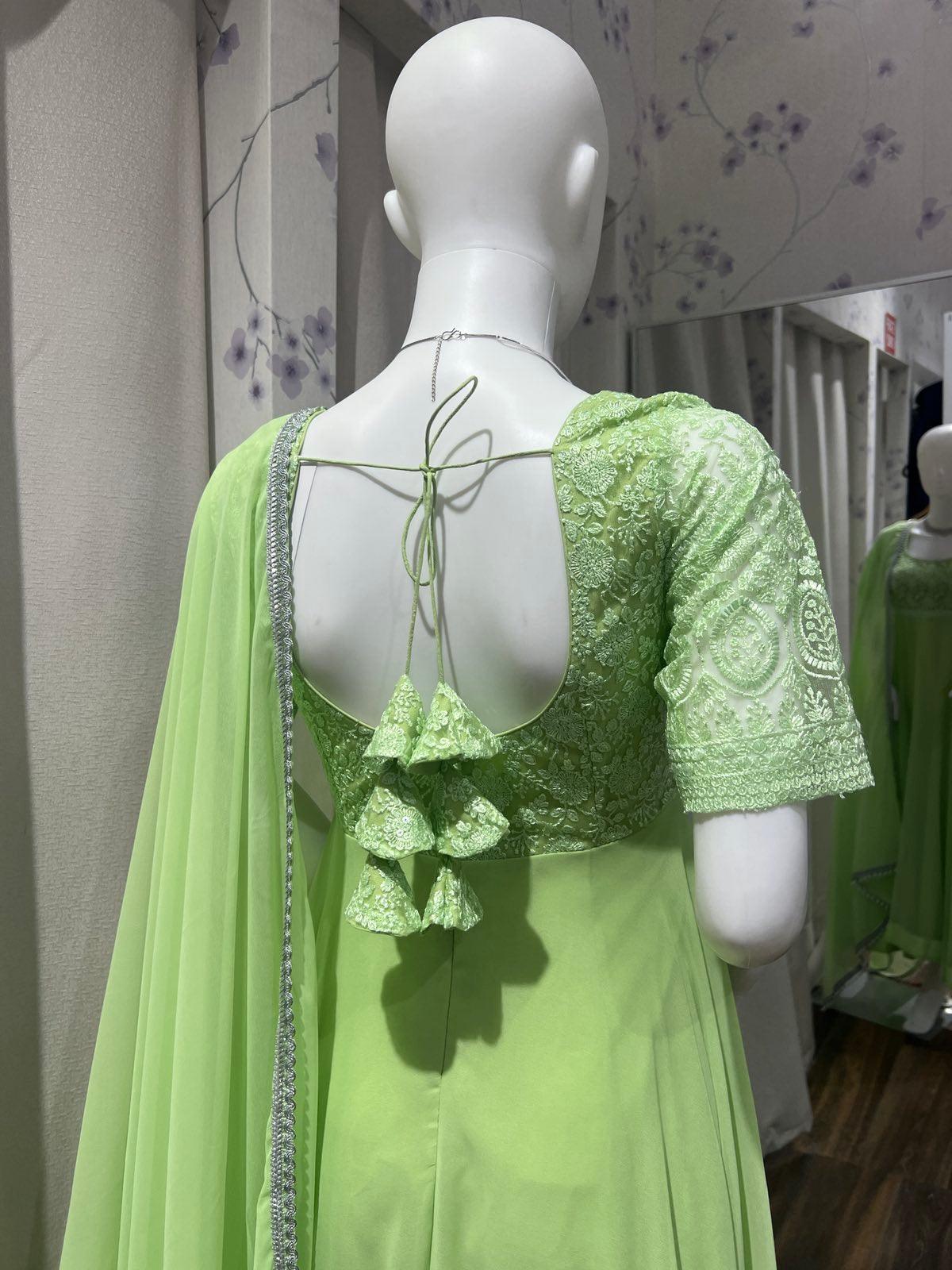 Gown in Light Green - Boutique Nepal