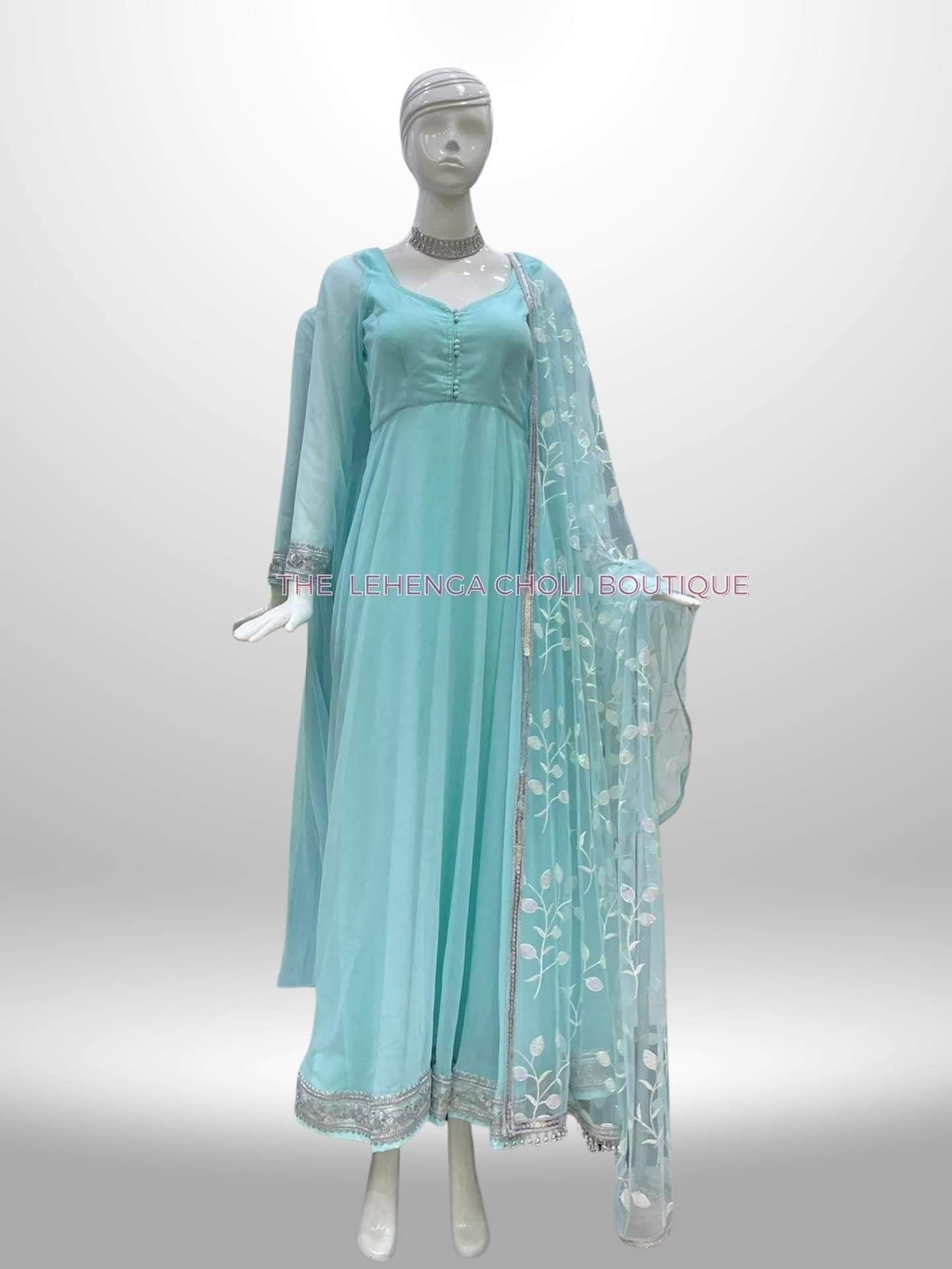Gown In Skyblue - Boutique Nepal