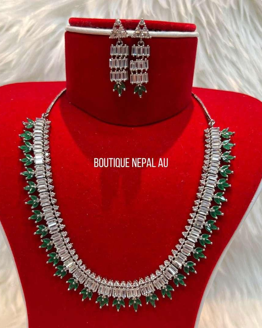 Green AD Necklace With Matching Earrings - Boutique Nepal Au