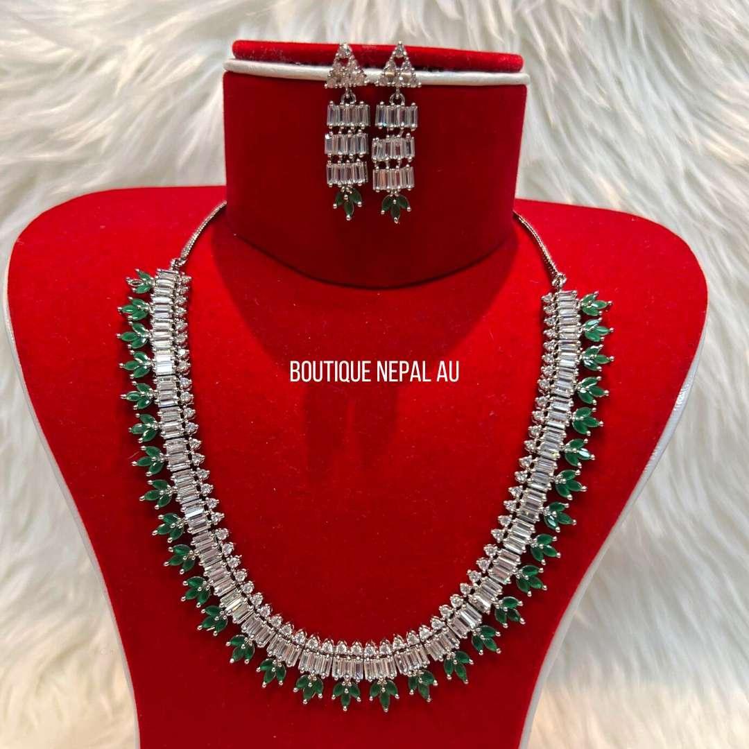 Green AD Necklace With Matching Earrings - Boutique Nepal Au