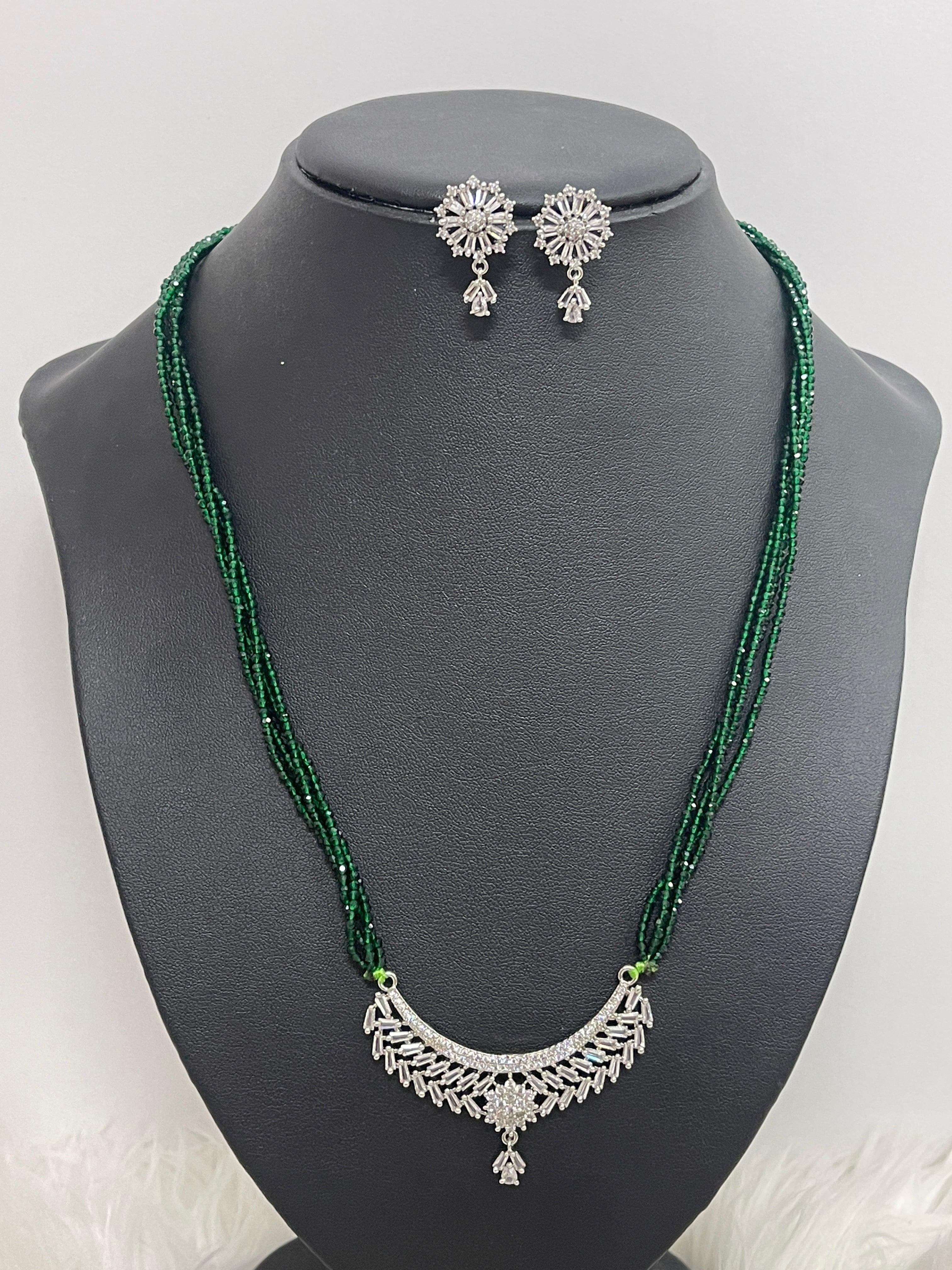 Green American Diamond Hydro Pote Mangalsutra - Boutique Nepal