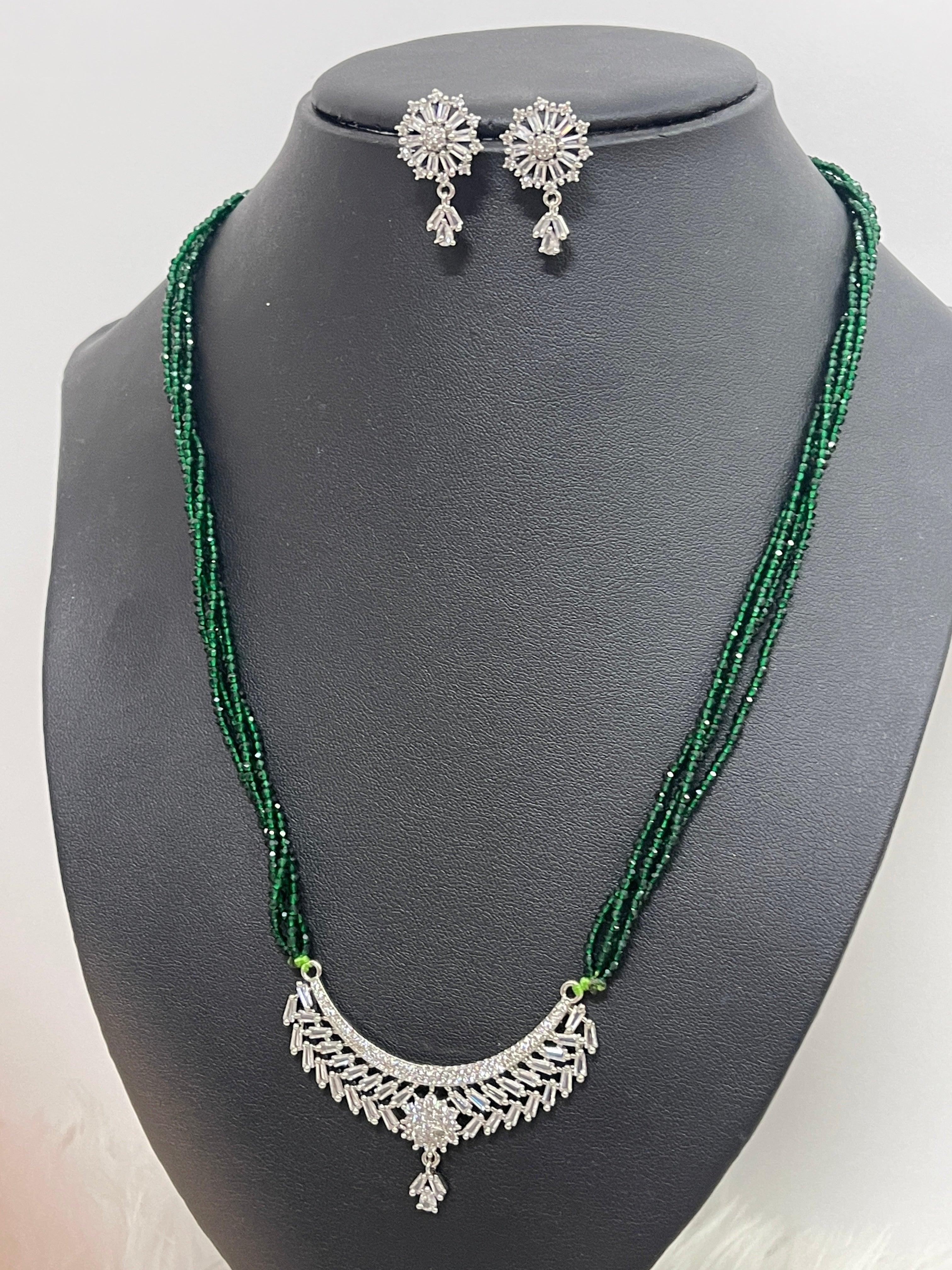 Green American Diamond Hydro Pote Mangalsutra - Boutique Nepal