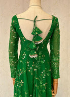 Green Anarkali Kurta With Mirror Work - Boutique Nepal