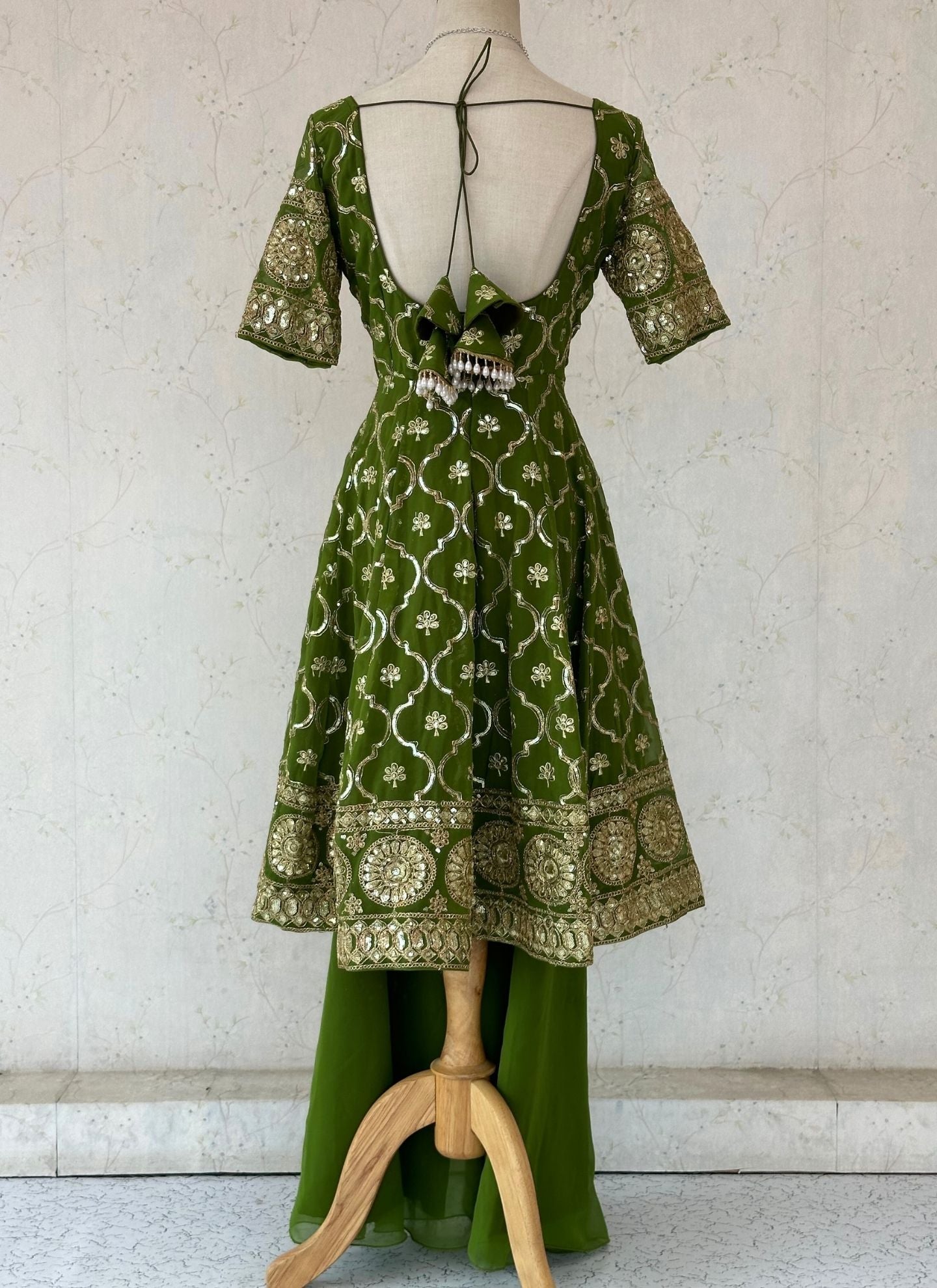 Green Anarkali Plazzo Set - Boutique Nepal