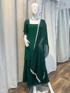 Green Three Piece Designer Kurthi Plazo Set - Boutique Nepal