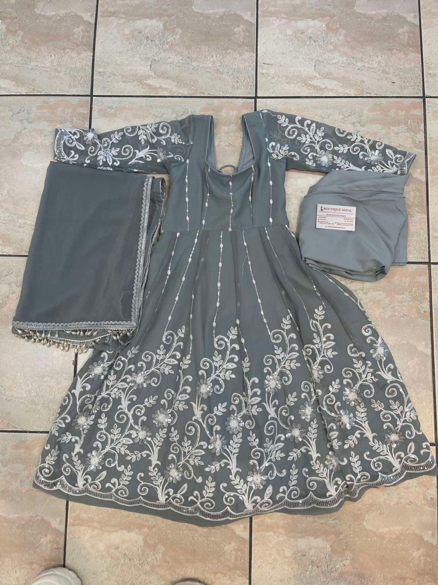 Grey Anarkali Kurta Set 5-7 Years - Boutique Nepal