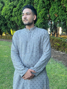 Grey Chikankari Kurta Set - Boutique Nepal