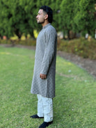 Grey Chikankari Kurta Set - Boutique Nepal