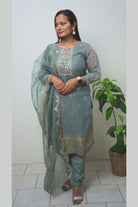 Grey Hand Embroidered Kurta Set - Boutique Nepal