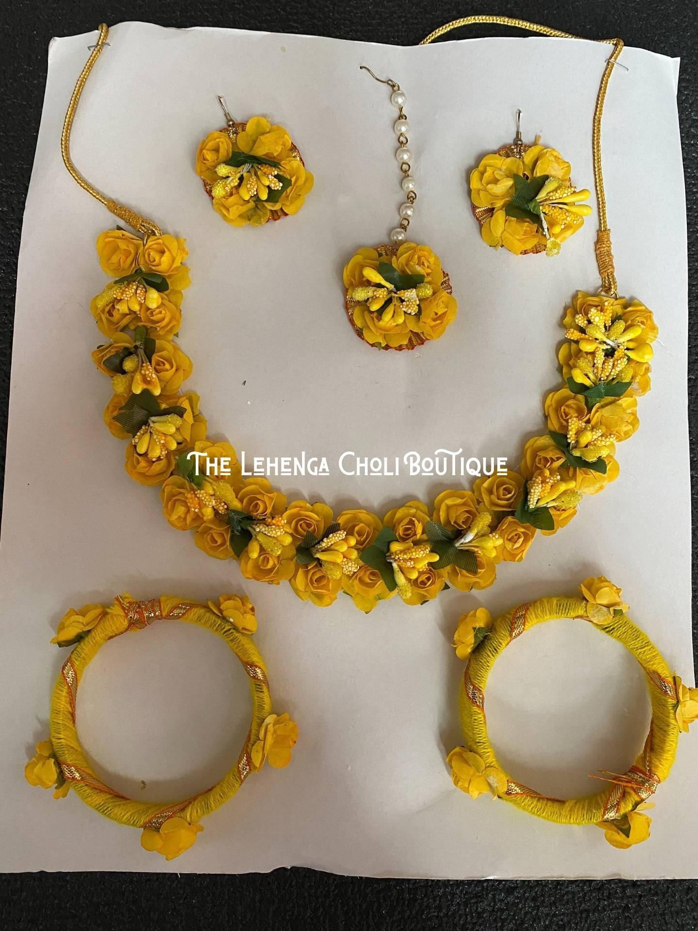 Haldi function hot sale flower jewellery