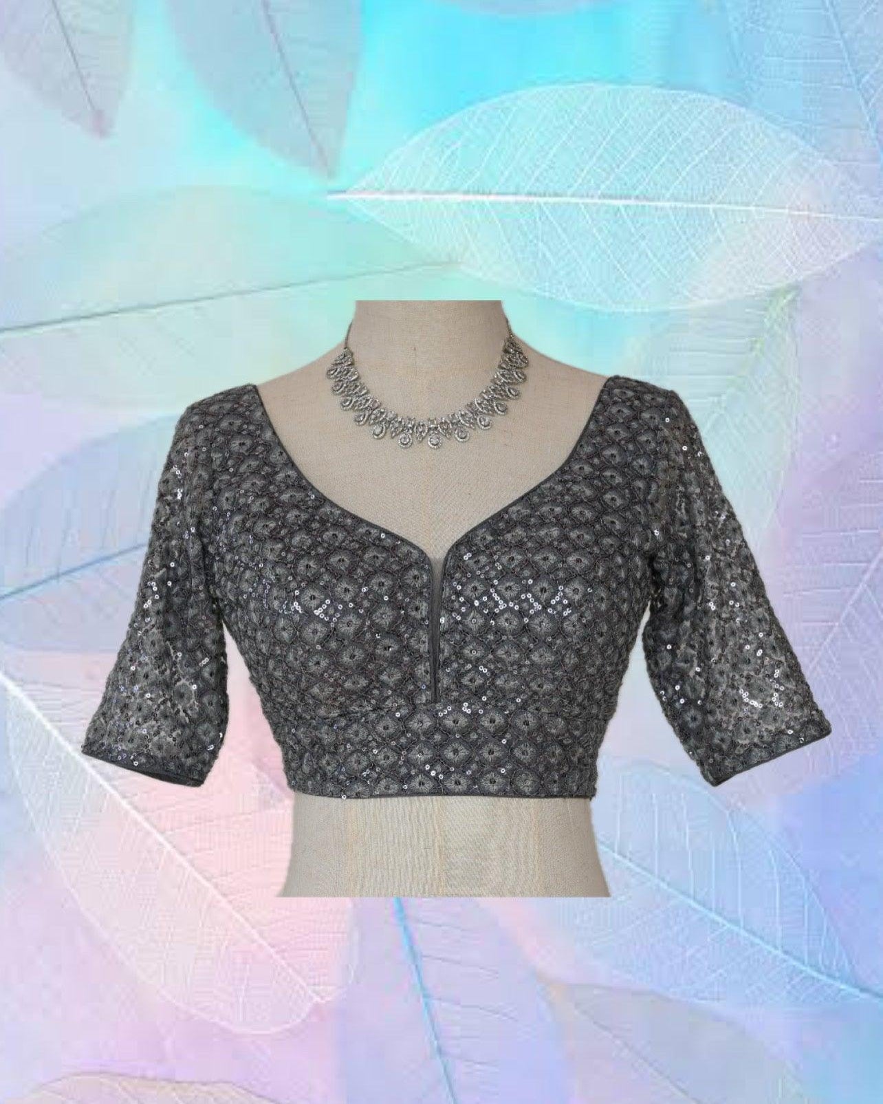 Half Sleeves Blouse in Grey - Boutique Nepal
