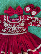 Hand Embroidery Baby Girl Dress for 5-12 Months In Dark Red - Boutique Nepal Au