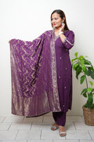 Hand Work Kurta Pant With Banarasi Silk Dupatta - Boutique Nepal