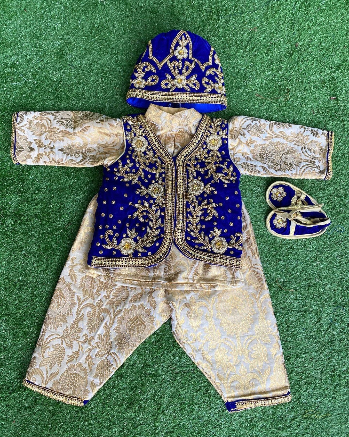 Handwork Baby Boy Pasni Dress in Blue - Boutique Nepal Au