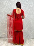 Handwork Sharara Kurti Suit In Red - Boutique Nepal