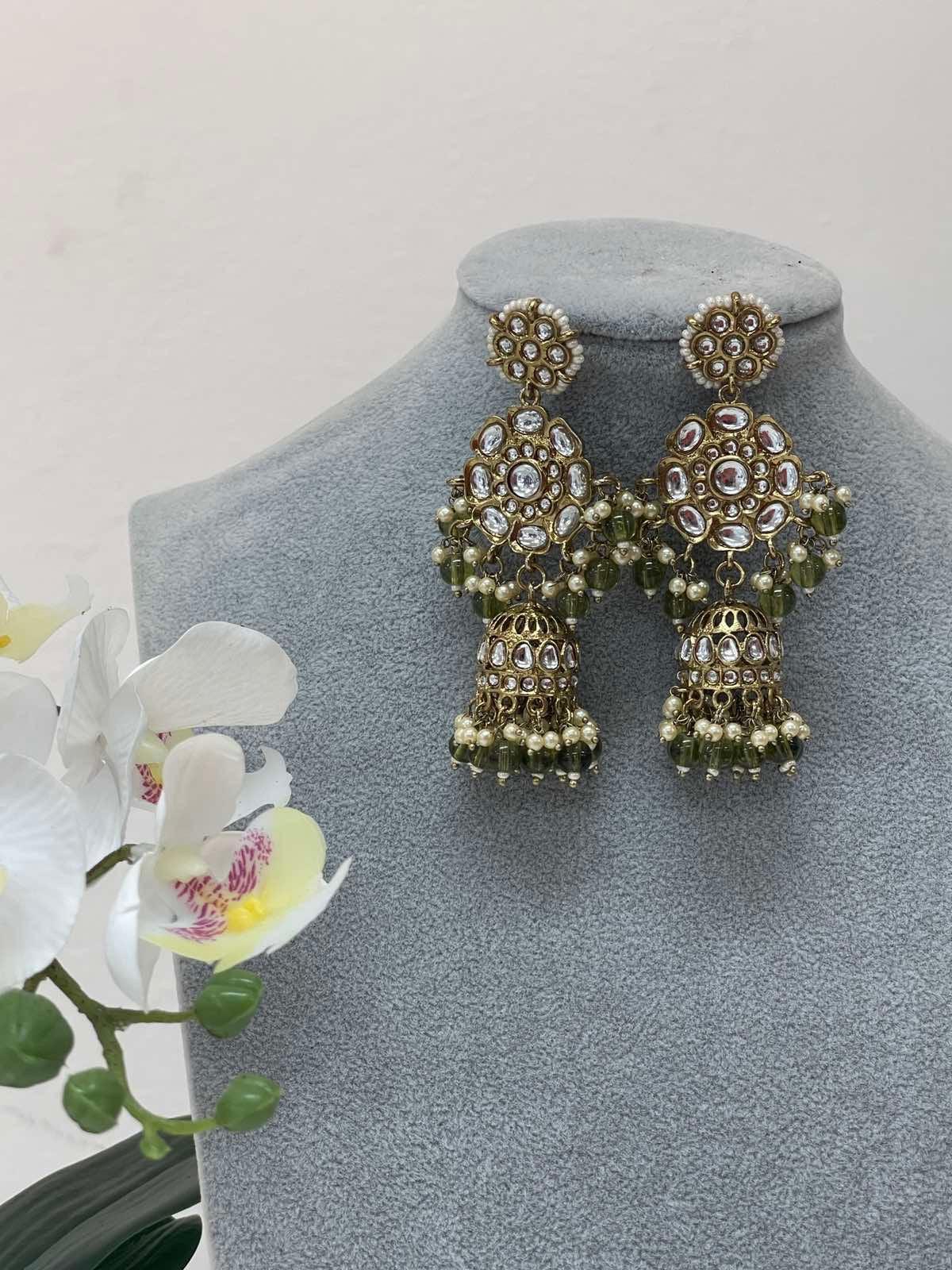 Heavy Green Jhumki Earring - Boutique Nepal