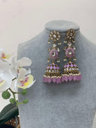 Heavy Lavender Jhumki Earring - Boutique Nepal