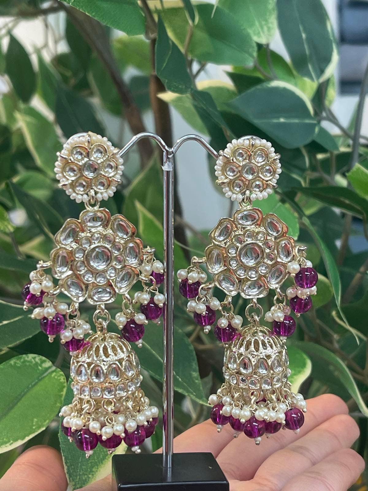 Heavy Purple Jhumki Earring - Boutique Nepal