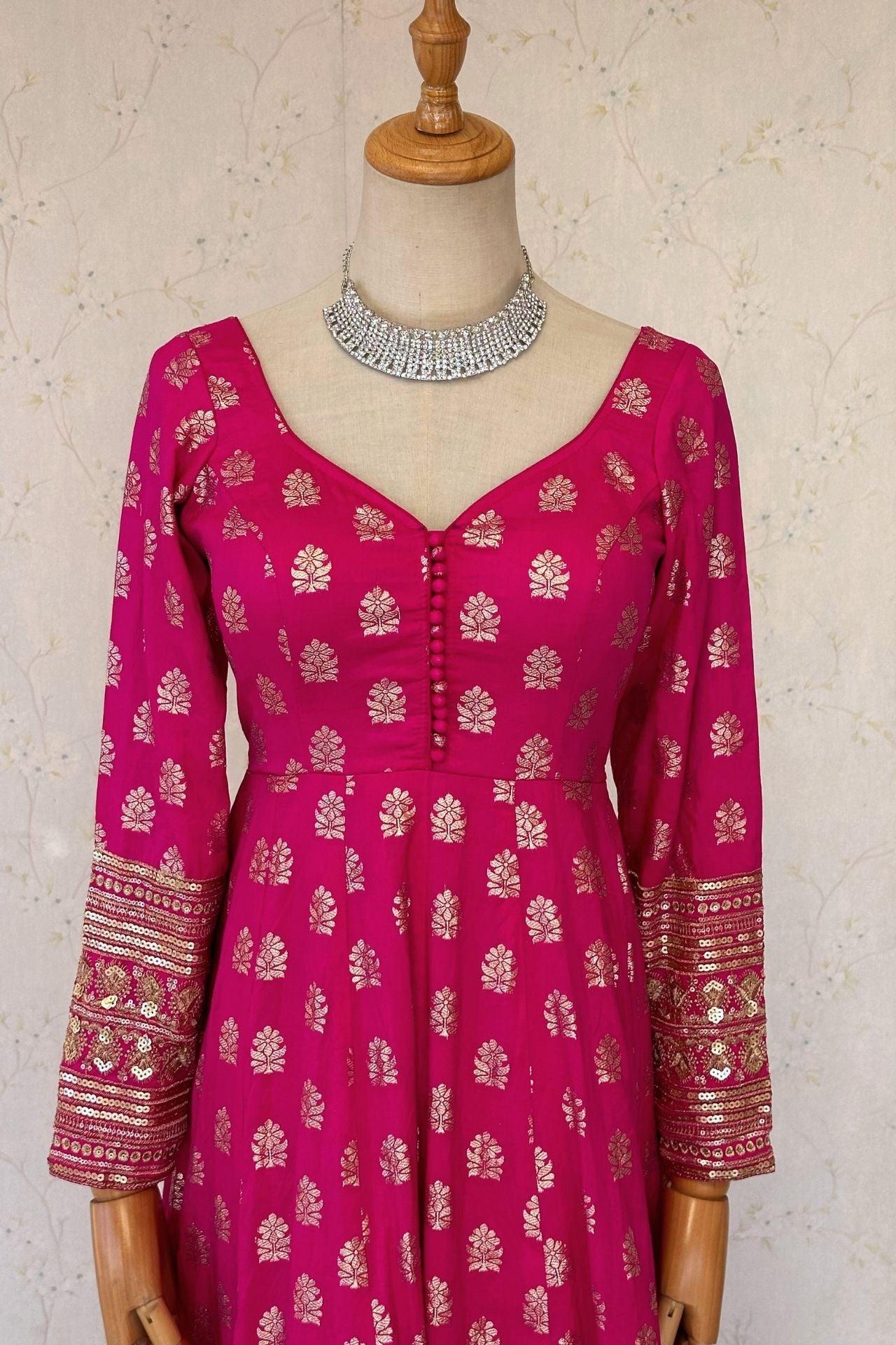 HotPink Dolasilk Anarkali Set - Boutique Nepal