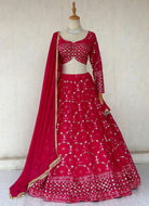 HotPink Embroidered Lehenga Set With Zari Work - Boutique Nepal